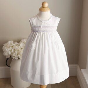 RARE White Smocked Sundress Vintage Lace 6/9 Months Feltman Brothers NWT